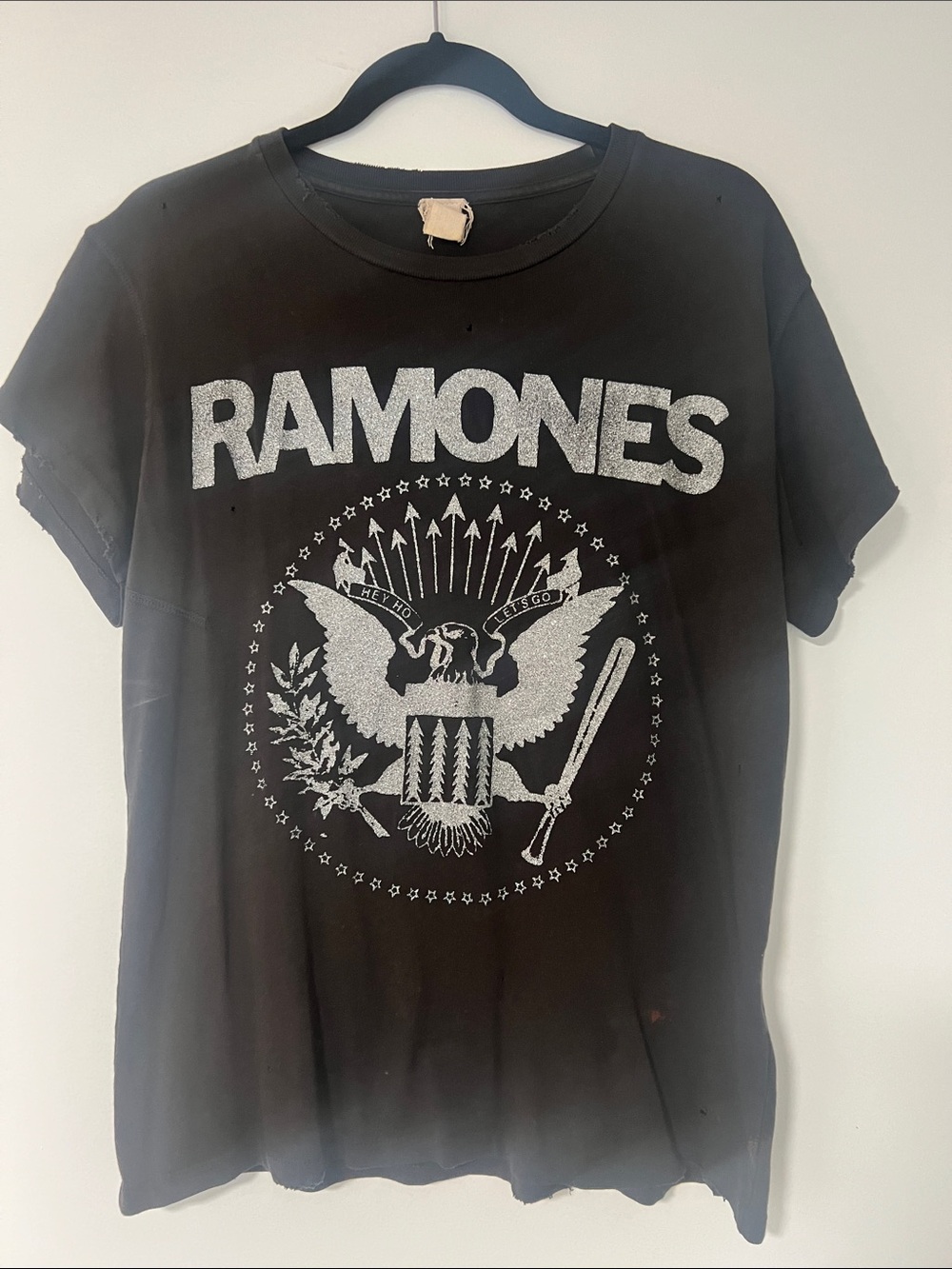 MadeWorn Black Ramones Graphic Tee with Silver Logo